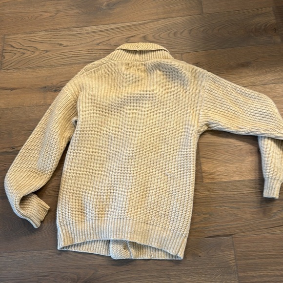Vintage wool Tan Cable Knit Cardigan with leather buttons by preferred stock - Picture 15 of 15